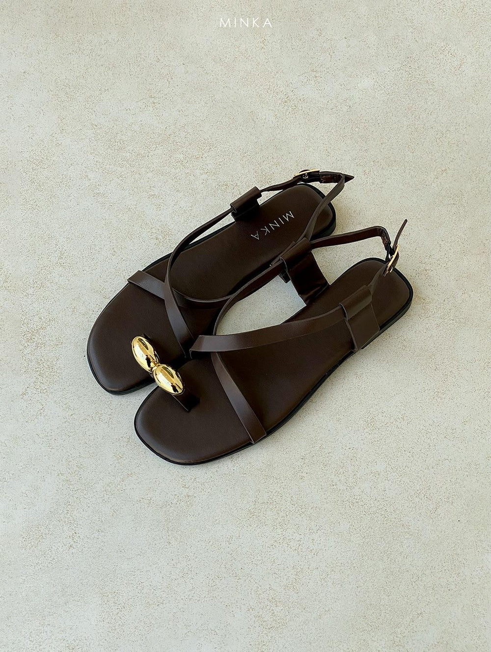 Zara Flats in espresso – crossover strap flat sandals