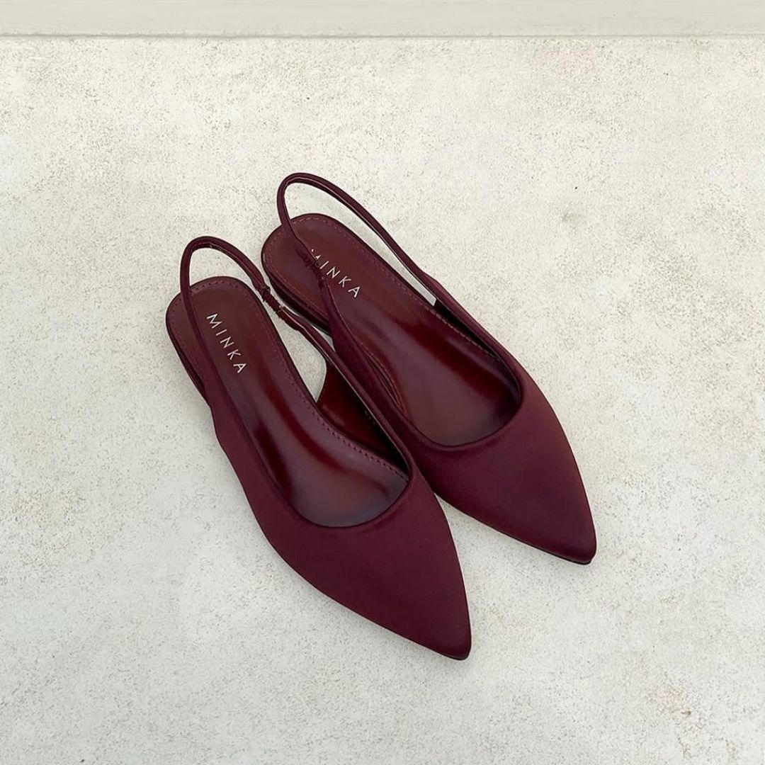 Bella Slingback Pumps in cherry maroon – velvet slingback heels