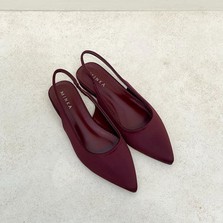 Bella Slingback Pumps in cherry maroon – velvet slingback heels