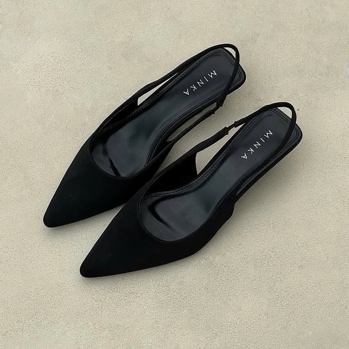 Grace Slingback Heels in black – velvet pointed-toe slingbacks