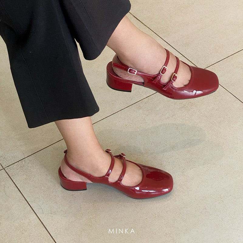Alexa Slingback Mary Janes in maroon – slingback Mary Jane heels