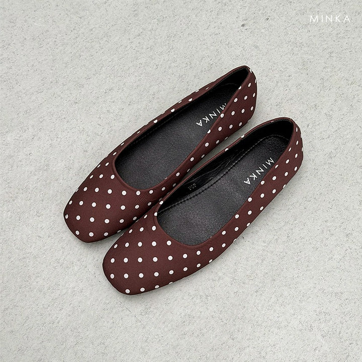 POP Polka-Dot Flats in deep burgundy brown – satin polka-dot flats