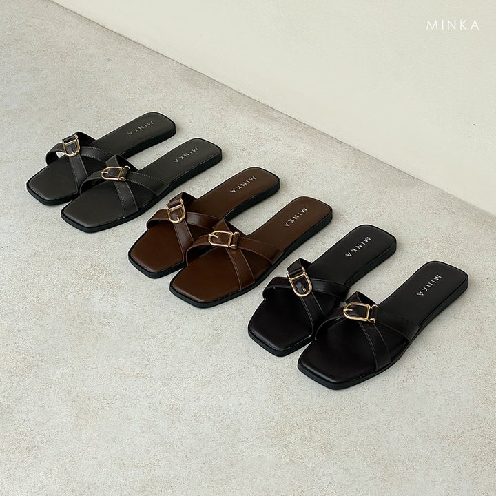ALMA Square Toe – crossover strap flat sandals for women