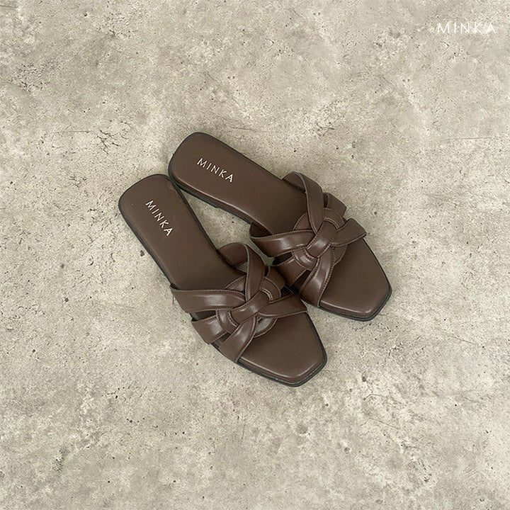 Eliza Flat Slippers, woven square-toe flat sandals – photo 8