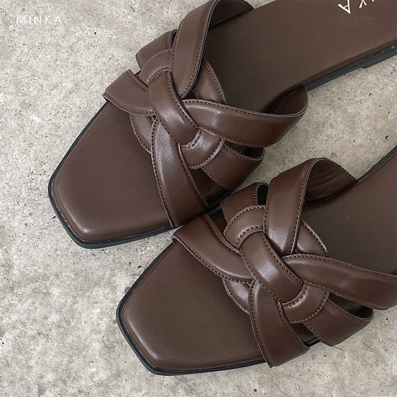 Eliza Flat Slippers, woven square-toe flat sandals – photo 6