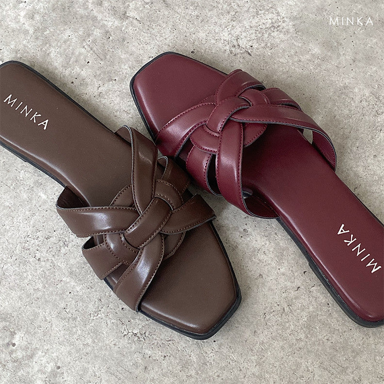 Eliza Flat Slippers, woven square-toe flat sandals – photo 4